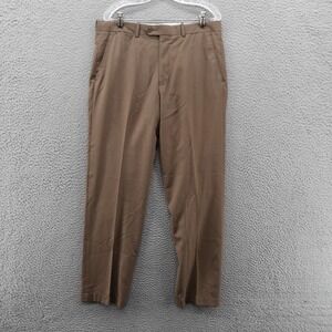 Gino Valentino‎ Dress Pants Size 35x31* Brown Mens Classic Fit Wool Blend Cuffed